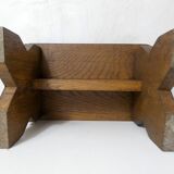 Old small bench in solid oak wood vintage step stool