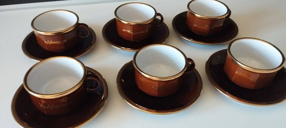 6 Rosler porcelain cups and saucers Parisian bistro type coffee cappuccino