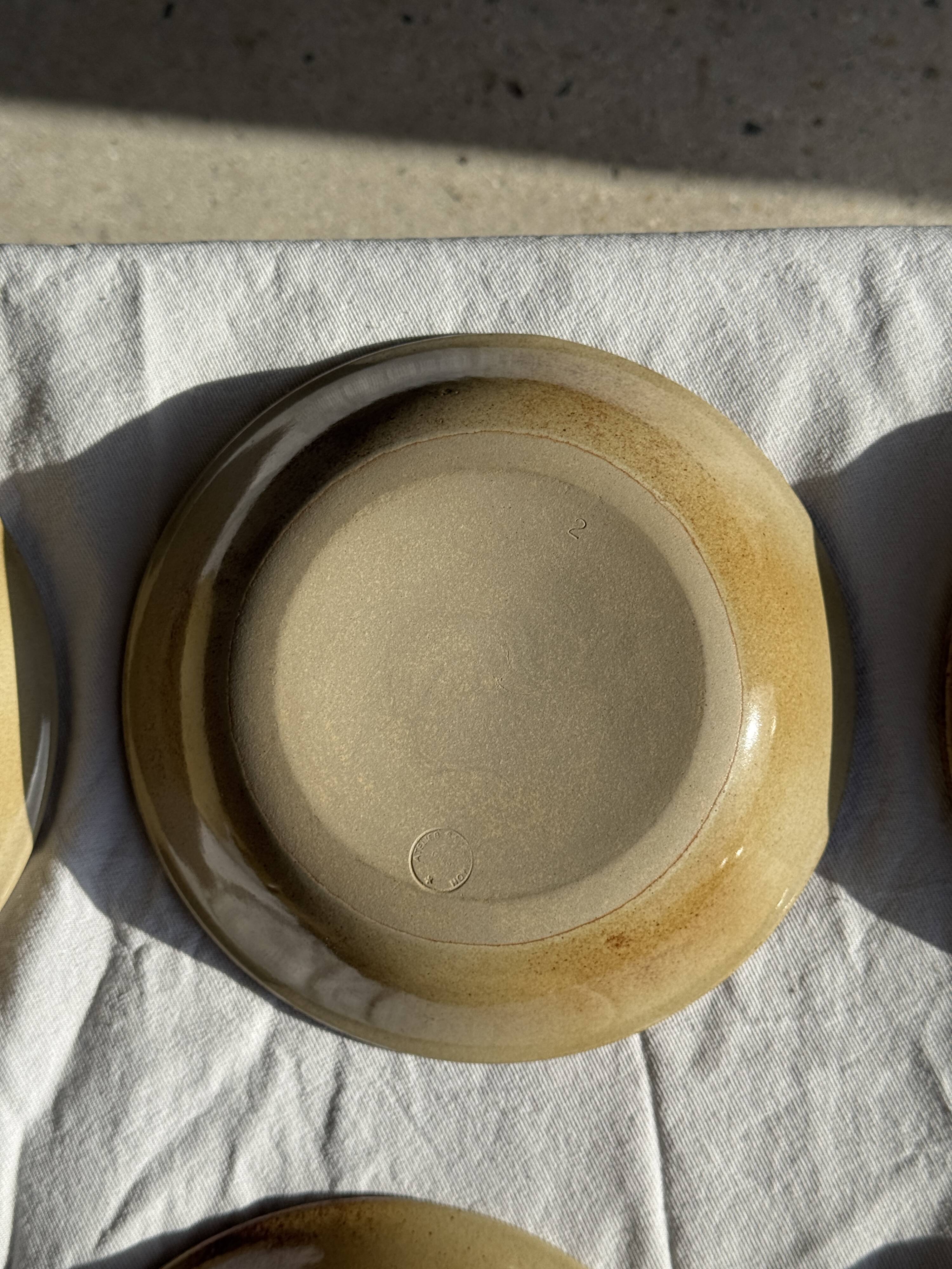 Set of 8 brown-rimmed stoneware deep plates Atelier Saint Simon D19.5