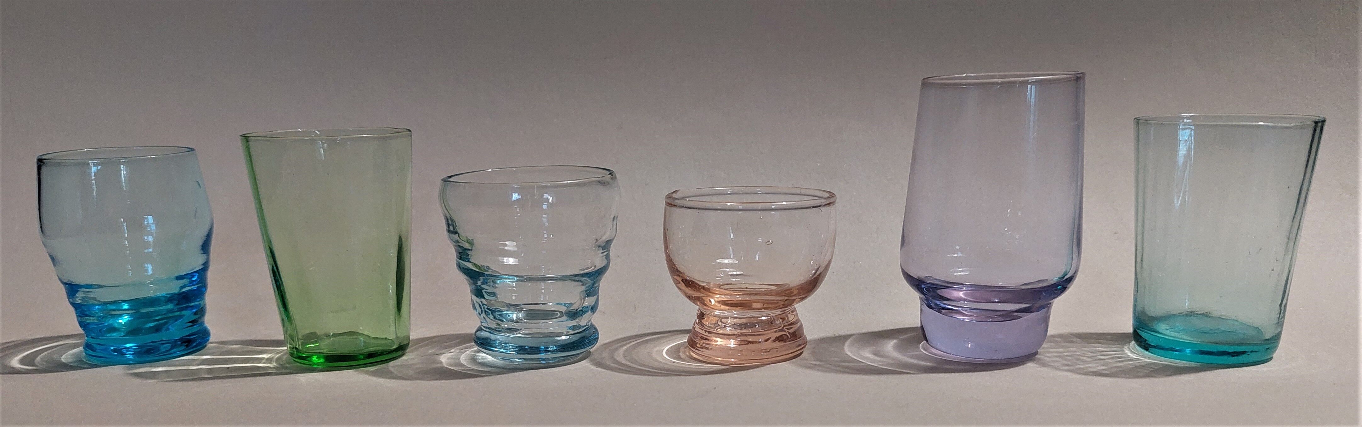 Vintage shooter shot glasses series of six assorted colors