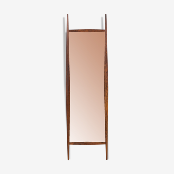 Danish mid century rosewood mirror with copper plated glass, 1960s