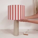 Sandstone lamp and striped lampshade