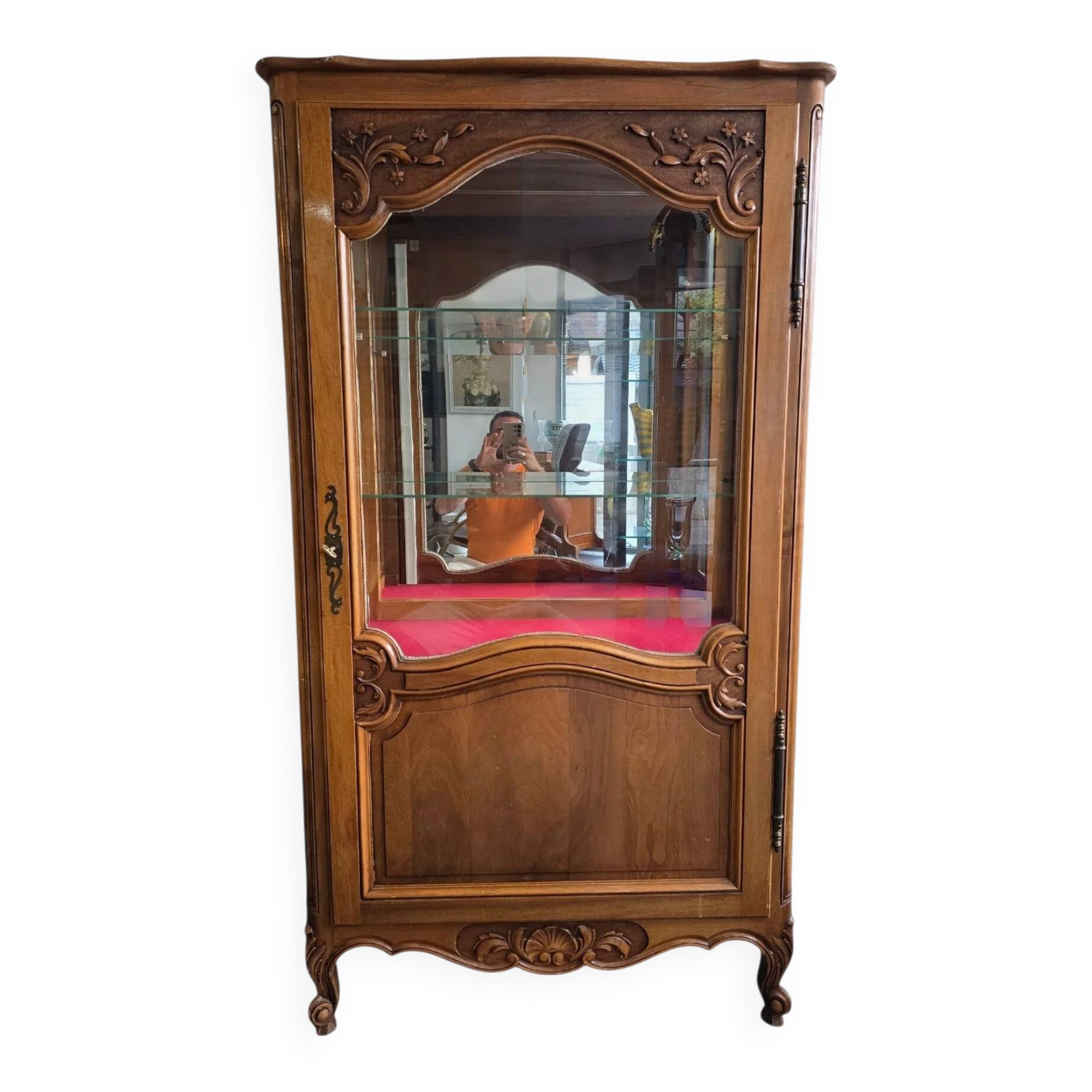 Vitrine de style Louis XV en merisier – Fabrication française UNIFA