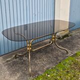 Smoked glass oval table 1970s
