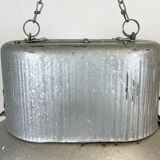 Oval industrial polish factory pendant lamp from mesko, 1970s