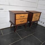 Pair of vintage teak bedside tables from the 60s