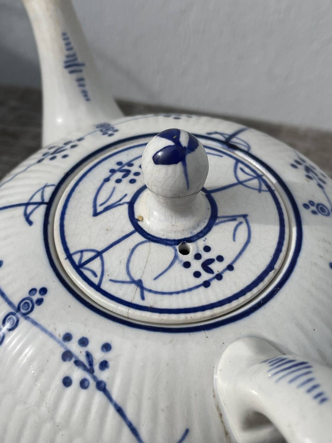 Antique Digoin Sarreguemines blue and white tea set