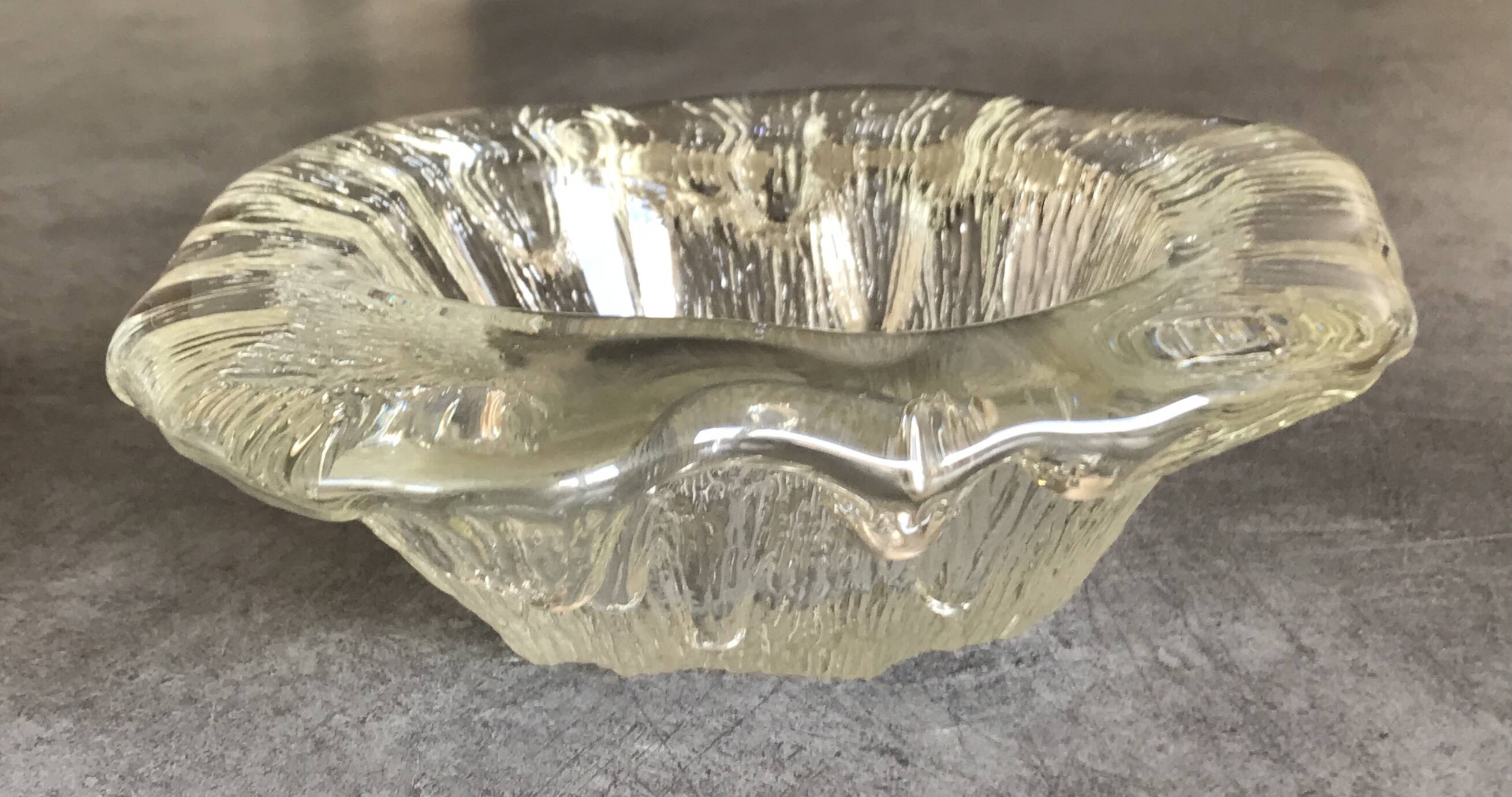 Blenko ashtray, pocket emptier in modernist glass, brutalist design, 1960