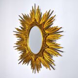 Miroir soleil et épis en bois dorée début XXème 99cm