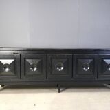 Ebonized wooden brutalist credenza, 1970s