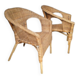 Pair of vintage rattan armchairs