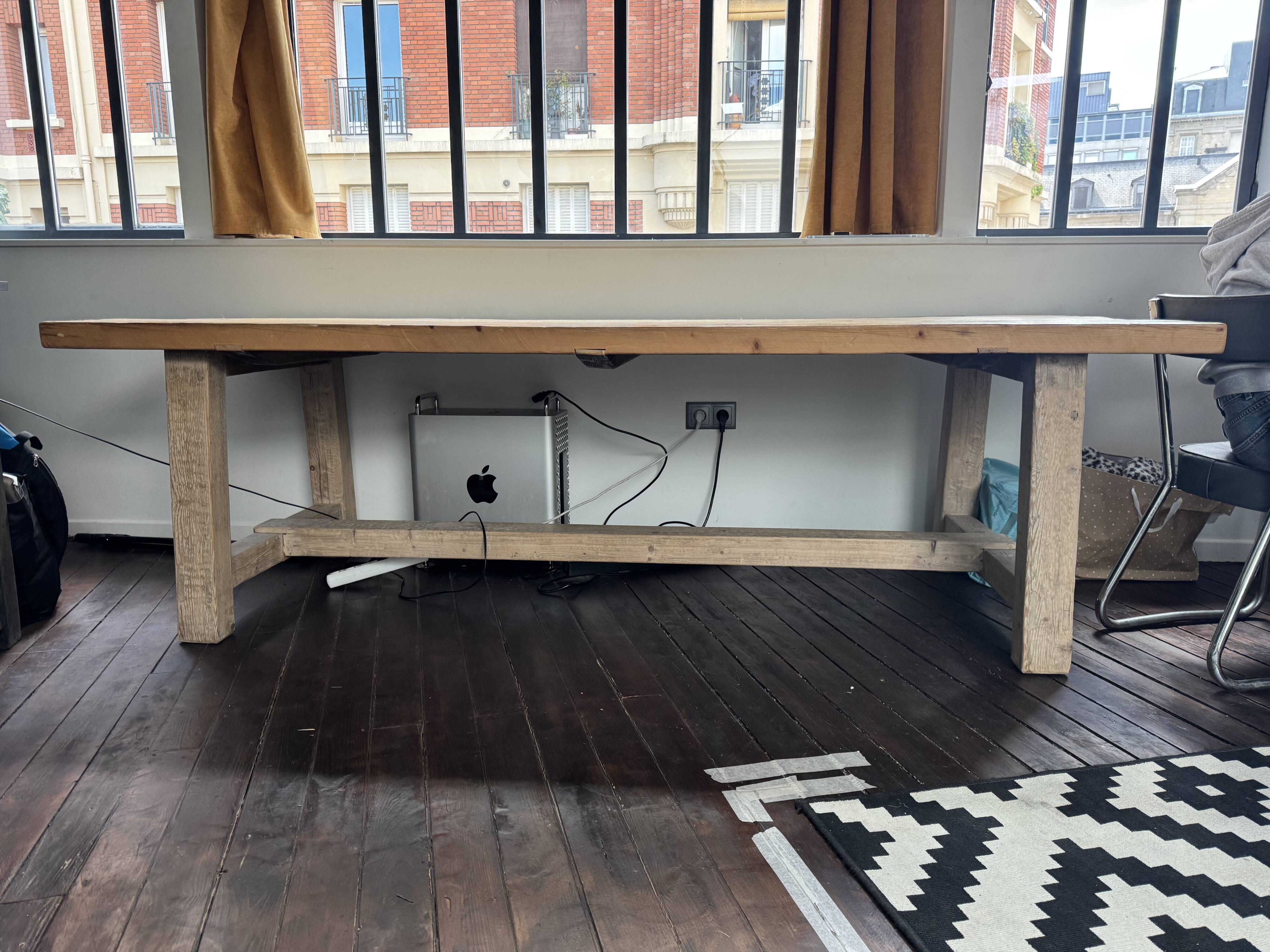 Contemporary farmhouse table – Solid reclaimed elm – One-piece tabletop