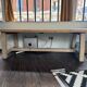 Contemporary farmhouse table – Solid reclaimed elm – One-piece tabletop