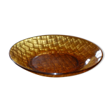 Lot de 4 assiettes en verre ambré graphique