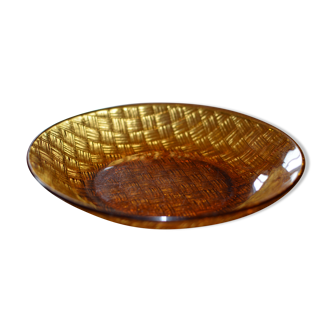 Lot de 4 assiettes en verre ambré graphique