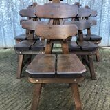 6 brutalist chairs in solid oak