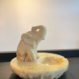 Empty vintage pocket elephant in carved marble from the 70s