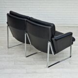 2 seater sofa, leather, chrome steel.