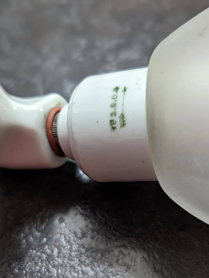 Old white porcelain wall lamp Art Deco 1930 tulip opalescent glass paste