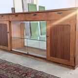 Double-sided counter in wood and pink marble (233 cm)