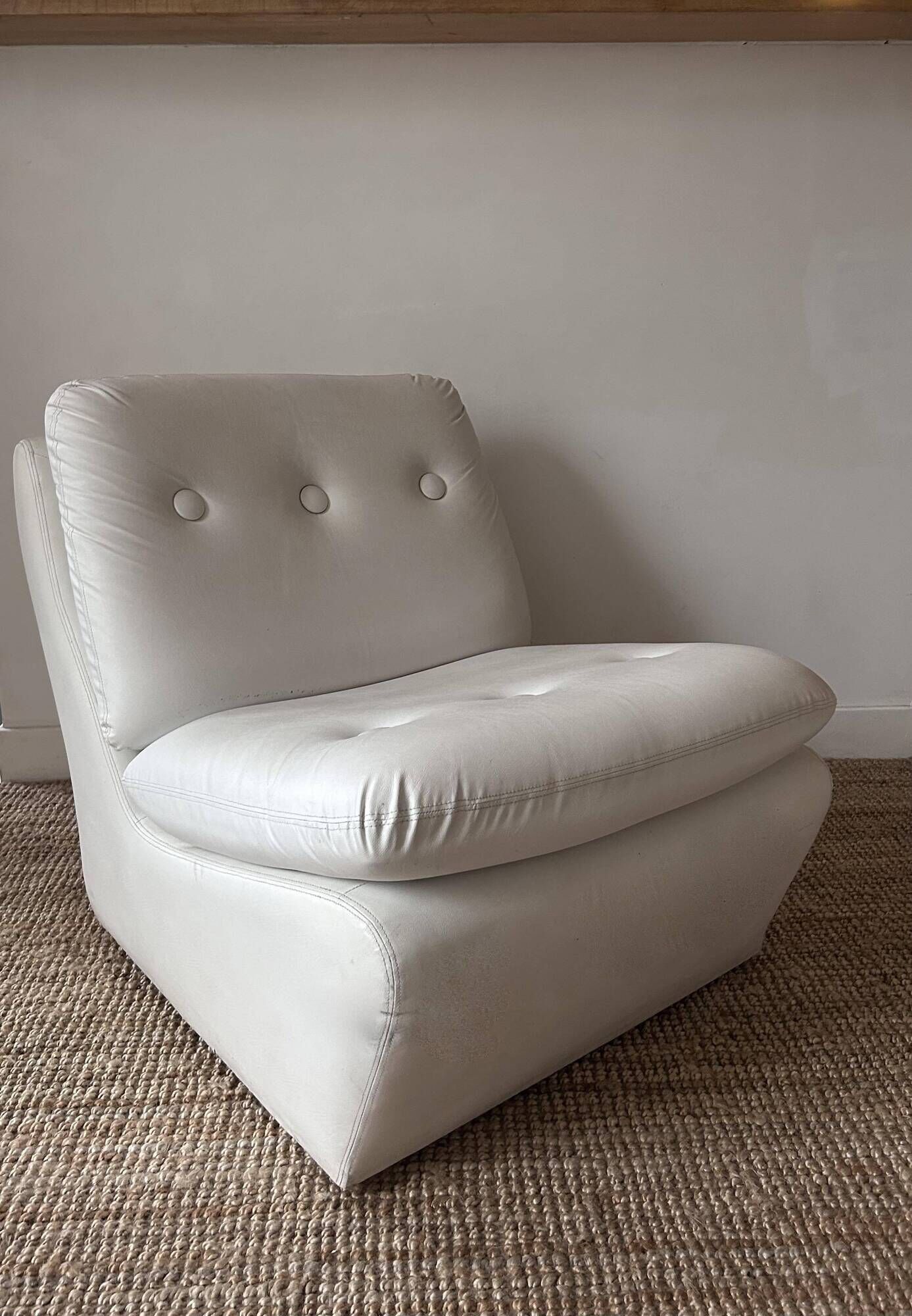 Vintage two-seater modular sofa, off-white, France 1970s