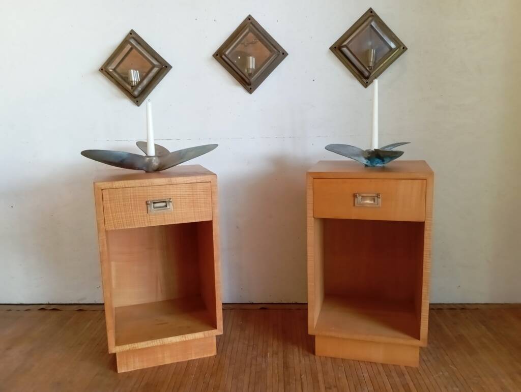 Pair of elm bedside tables