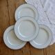 4 vintage porcelain dessert plates - Double blue borders - Bistro style