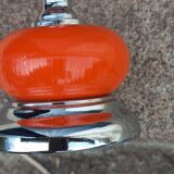 Designer lamp from the 70s in chrome metal and orange lacquered wood
