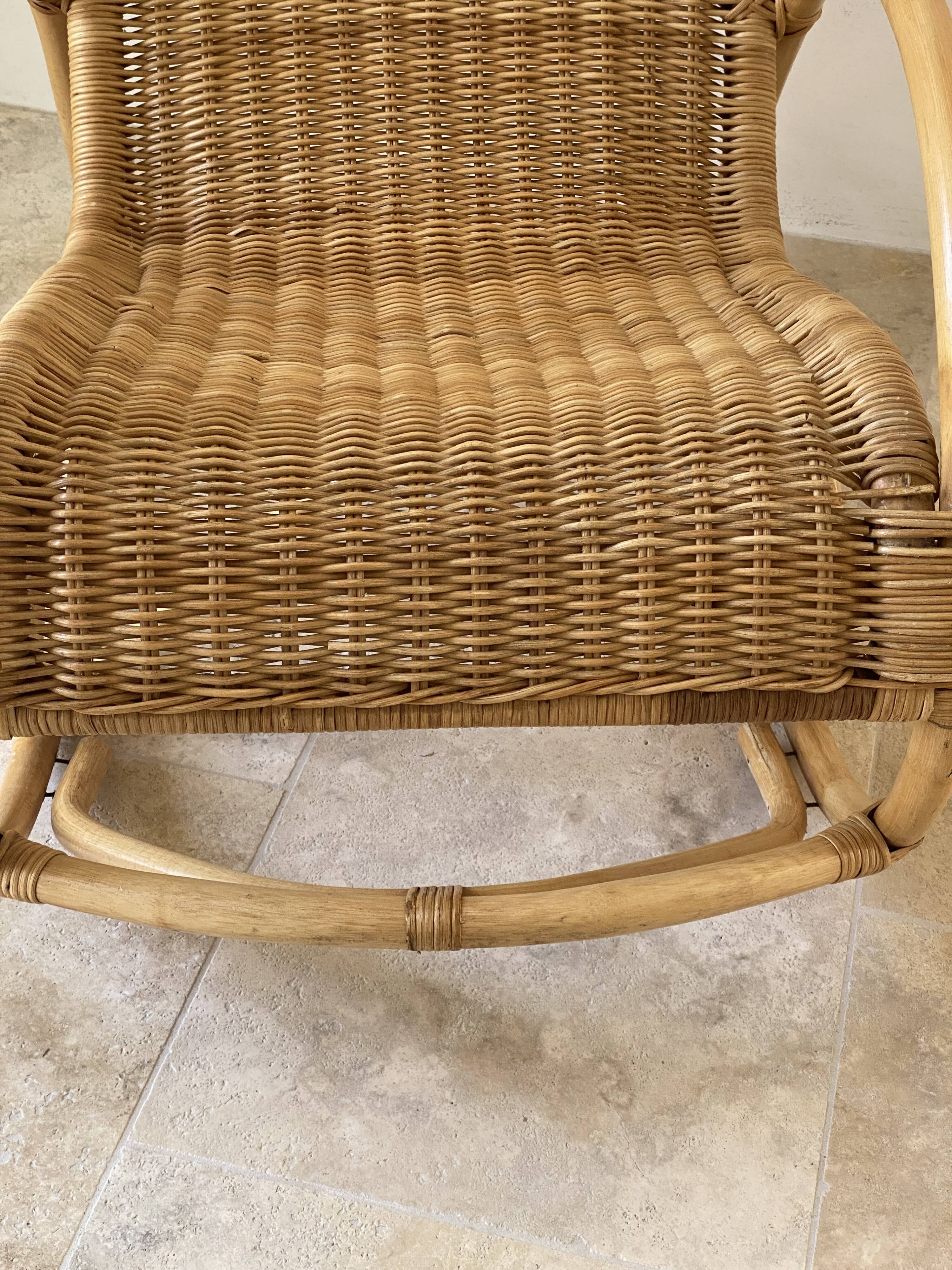 Natural rattan rocking chair.