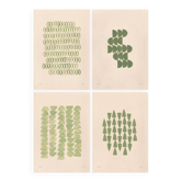 Collection de 4 peintures abstraites col.vert sauge signée Eawy