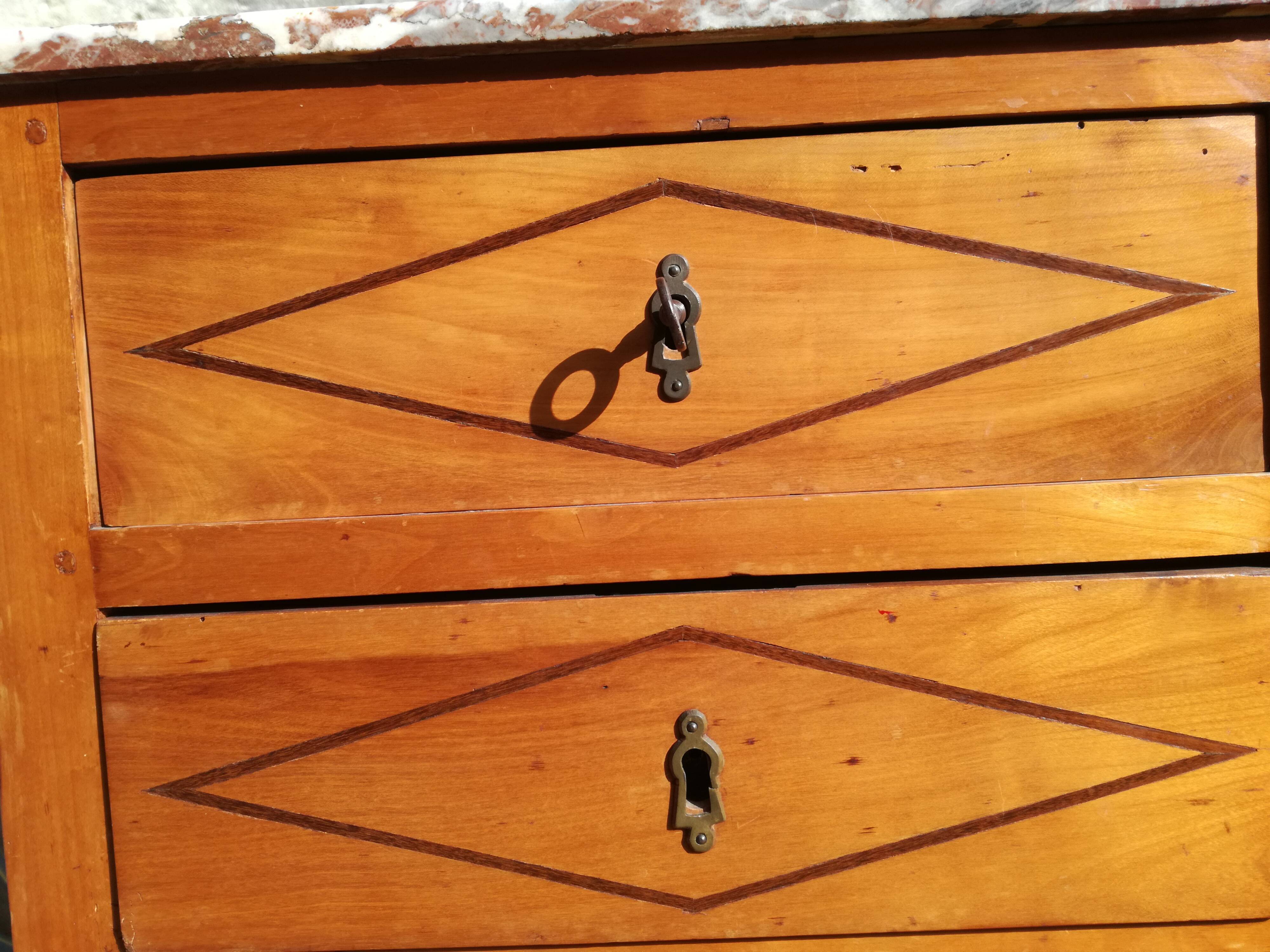 Louis XVI style ragpicker in marquetry and marble