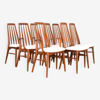 Mid-Century Teak Eva Chair by Niels Koefoed for Koefoeds Hornslet, 1960s, Set of 8