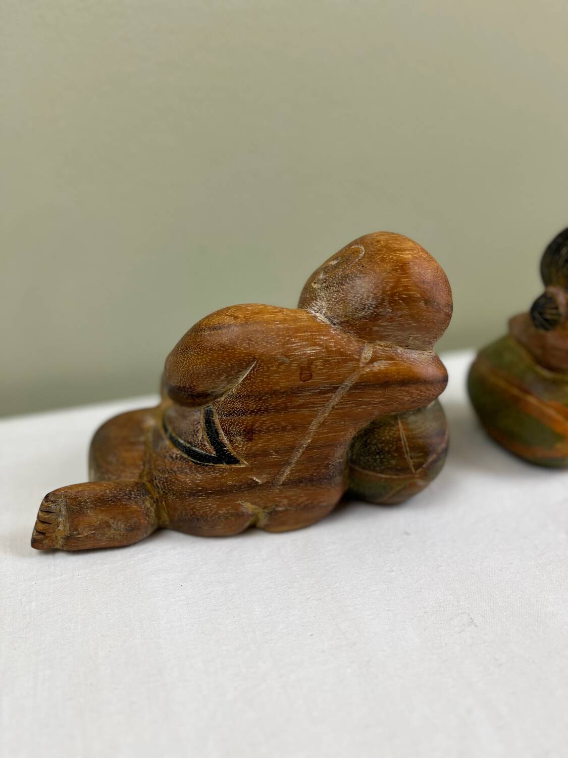 Carved wooden bookends