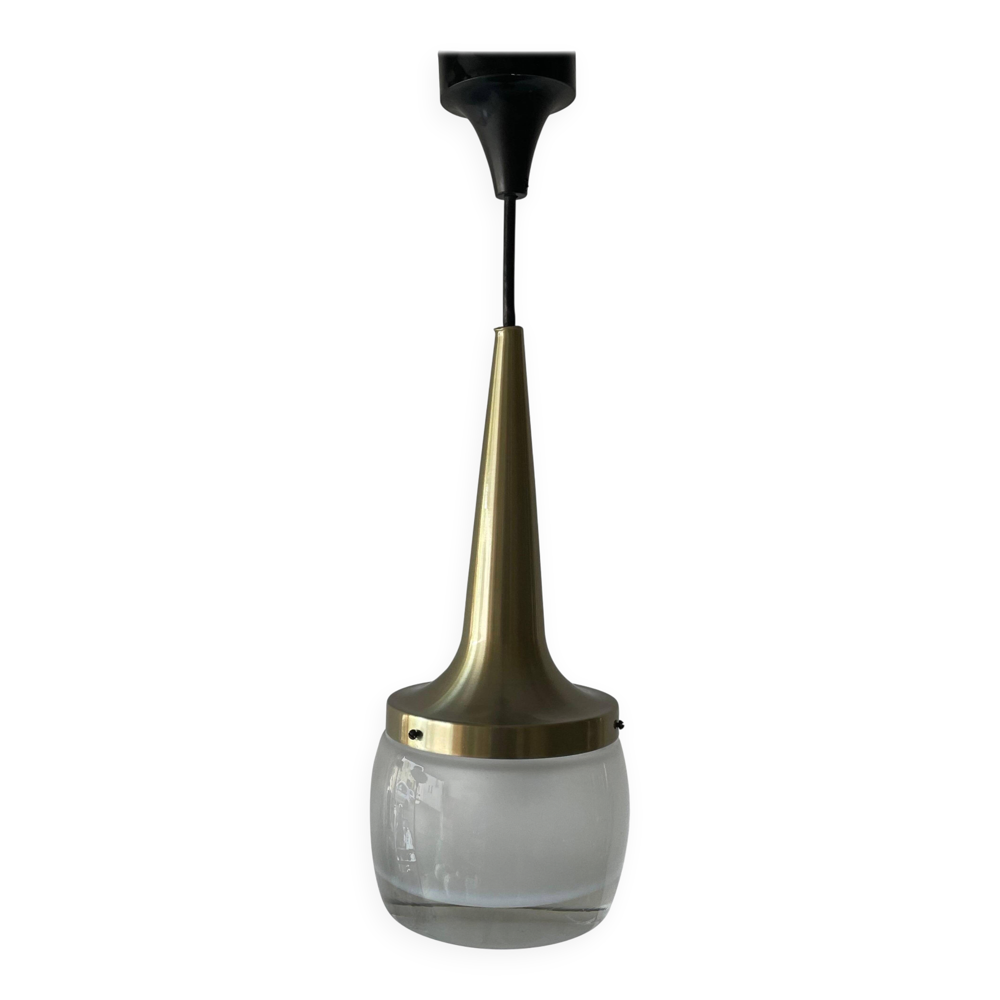 Heavy frosted glass pendant lamp by Staff, 1960s, Germany
