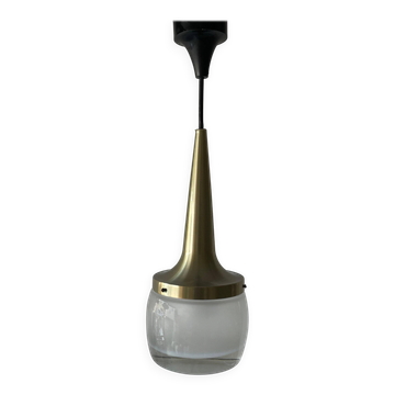 Heavy frosted glass pendant lamp by Staff, 1960s, Germany