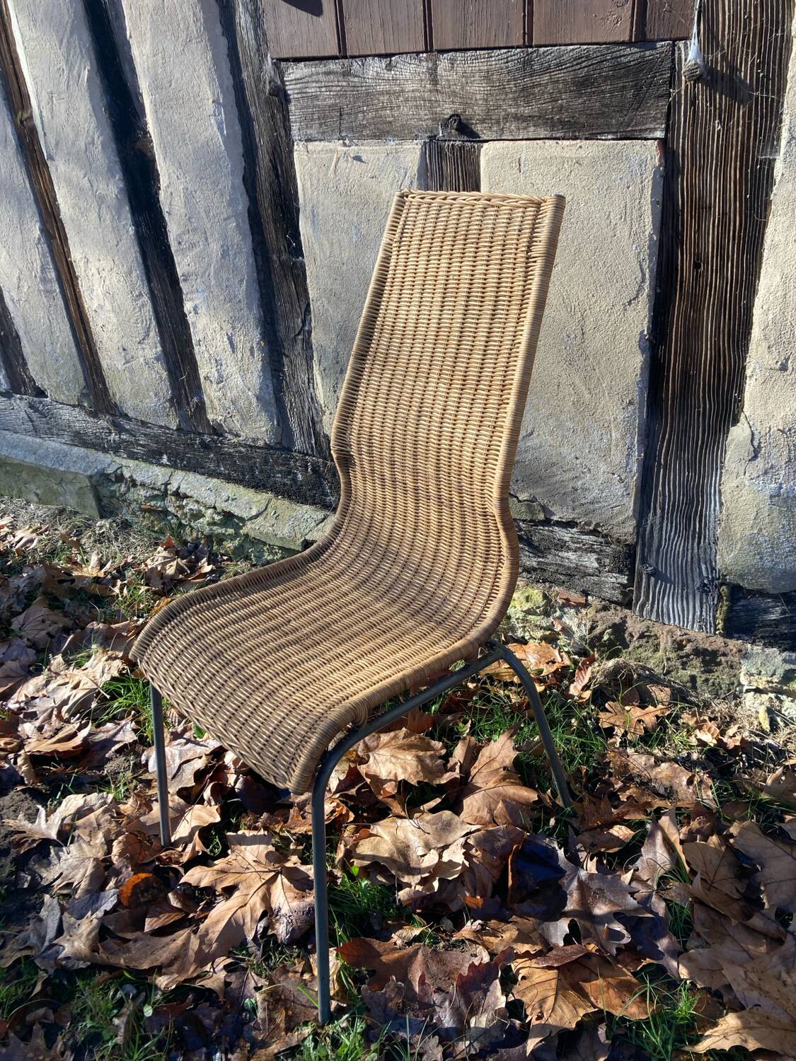 Vintage 1980 Ikea chair in rattan and aluminum