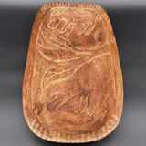 Large carved wall shelf – Stylized goat and billy goat in exotic wood