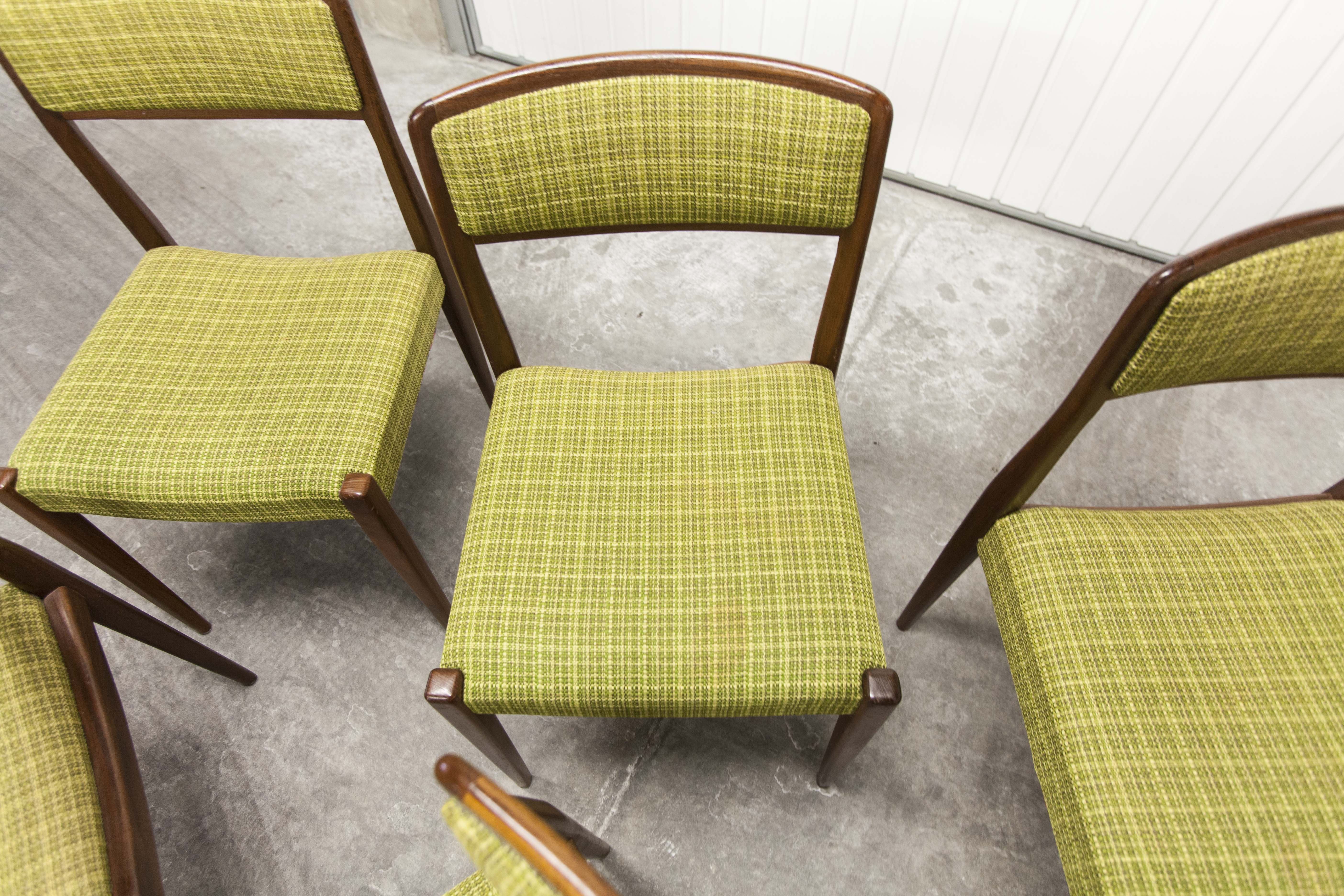 Lot of 6 teak and fabric chairs