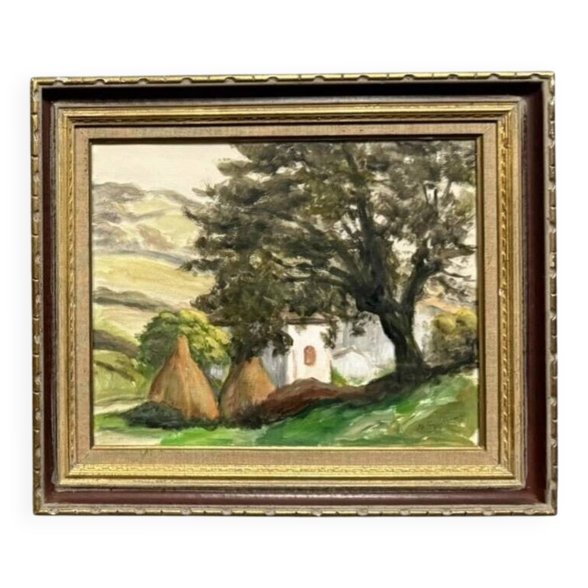 Guillermin M: oil painting on panel countryside landscape circa 1940
