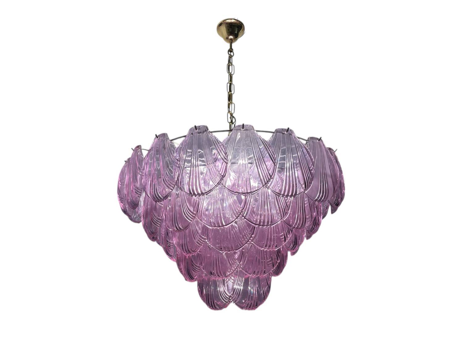 Large Retro Shell Glass Lavender Blue Chandelier