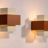 Pair of geometric Philips wall lights, 1960