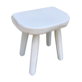 Tabouret ancien tripode de traite en bois blanc décoration vintage