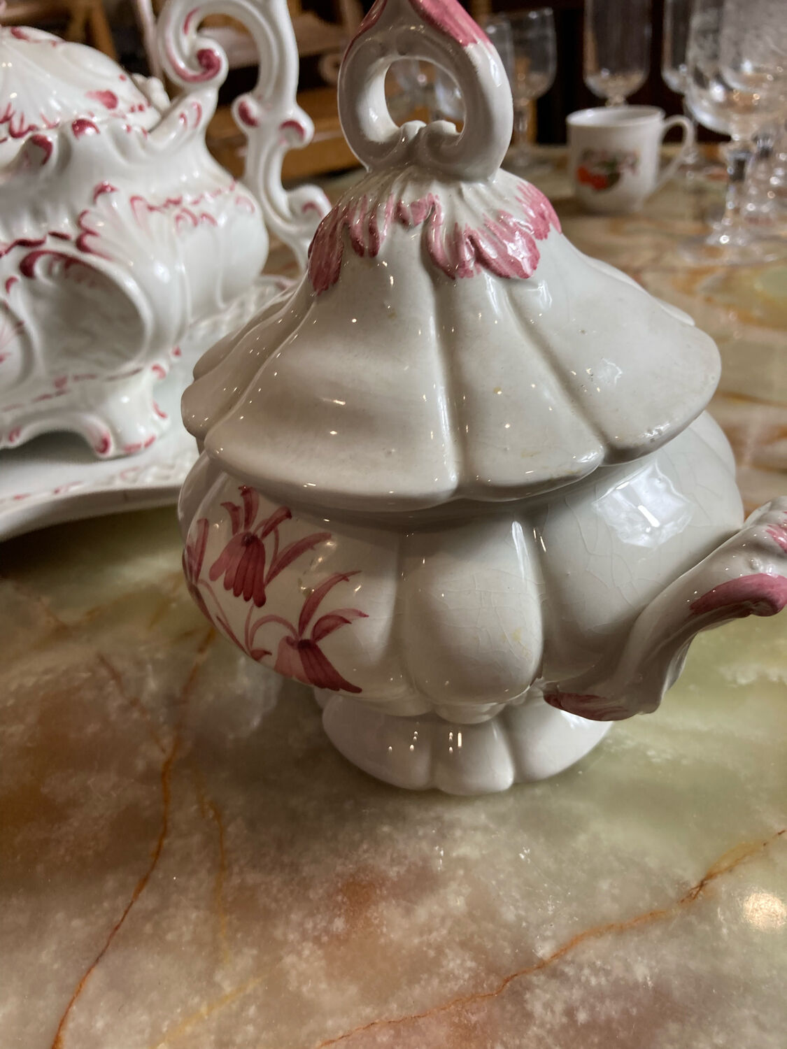 Porcelain and sugar slip tureen