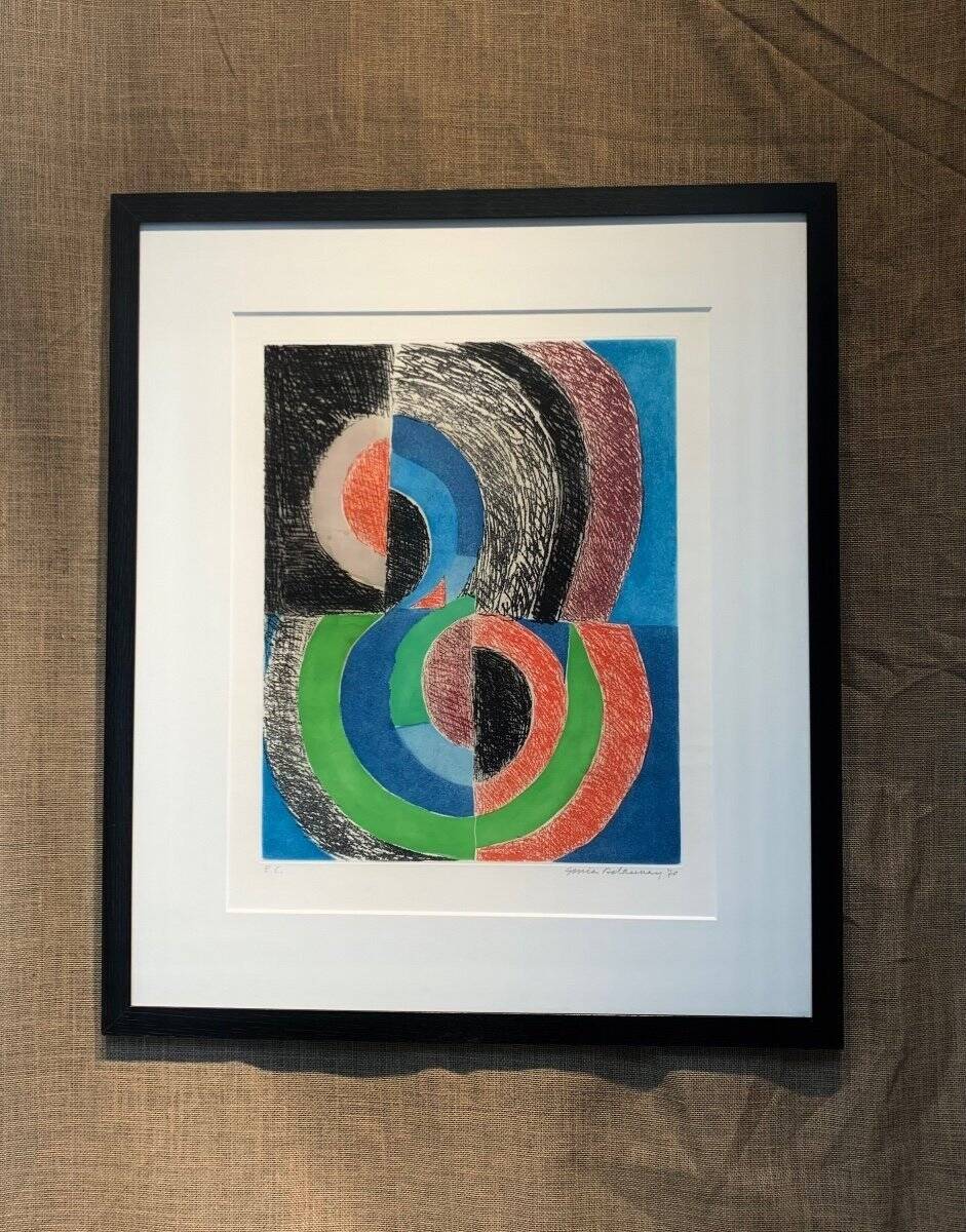 Sonia Delaunay with myself, 1970 etching