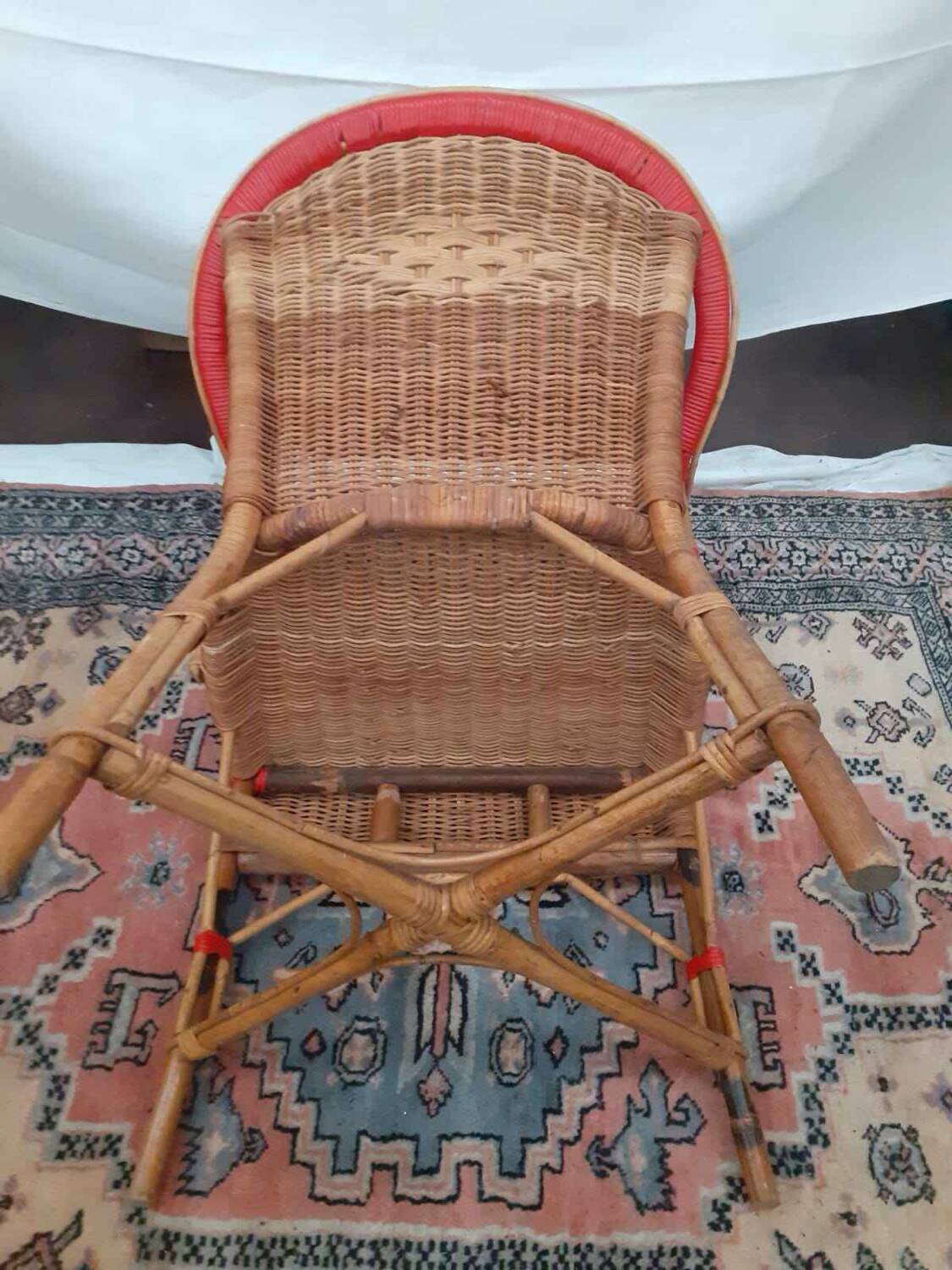 Refurbished wicker armchair