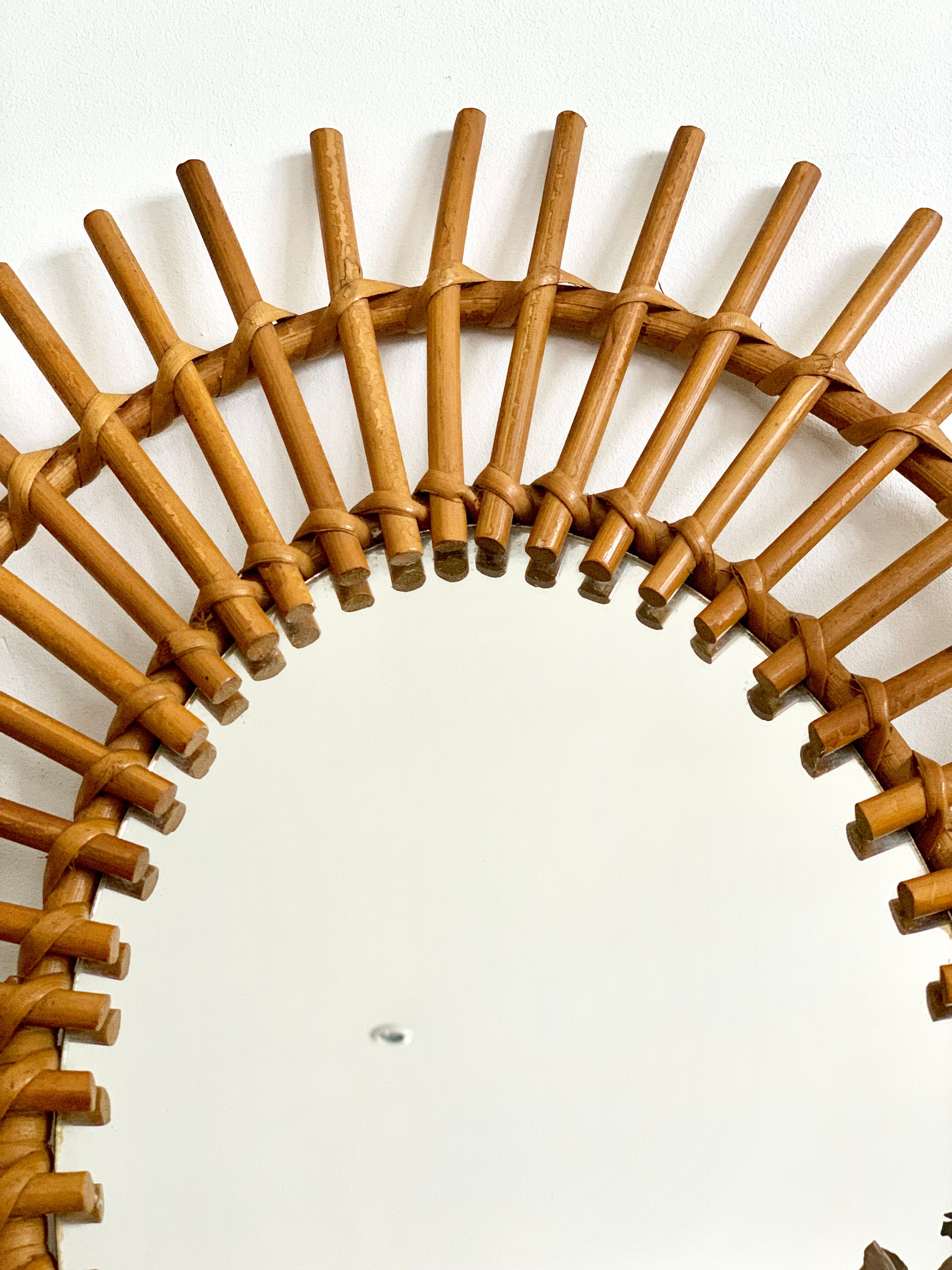 Old vintage rattan mirror 44x54cm