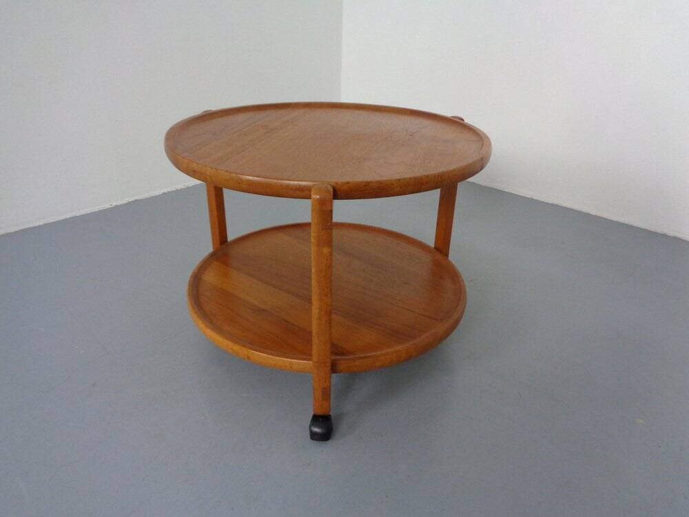 Danish Teak Bar Cart with Removable Tray, 1960s