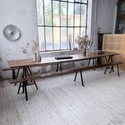 XXL trestle farm table 4m and its benches