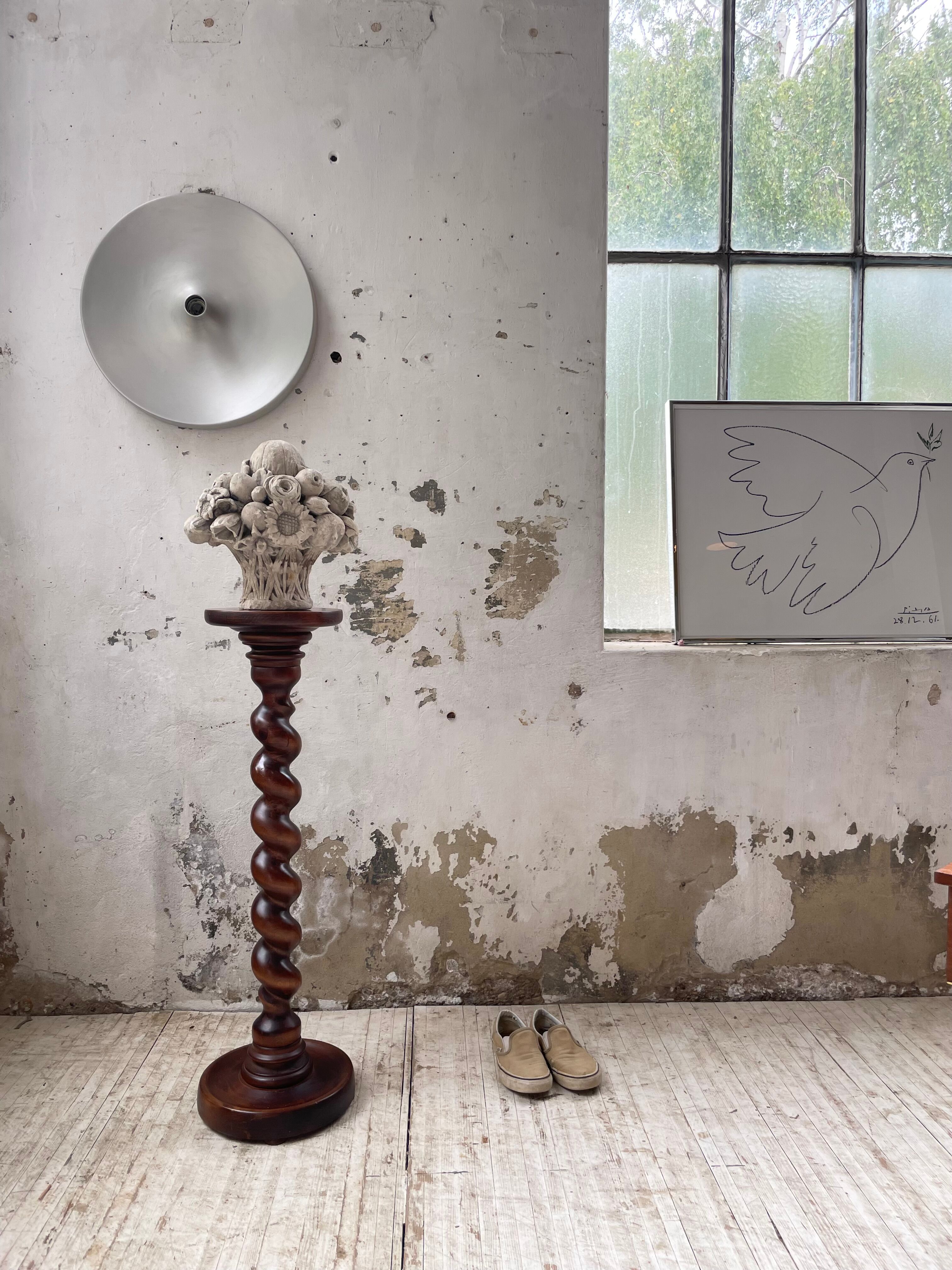 Side table walnut base turned wood