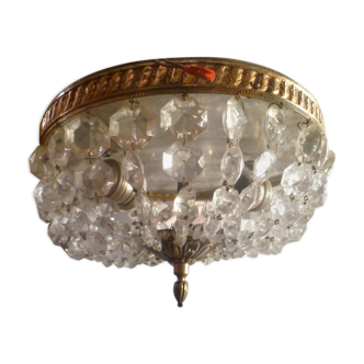 Ceiling lamp 1/2 mongolfiere brass & glass